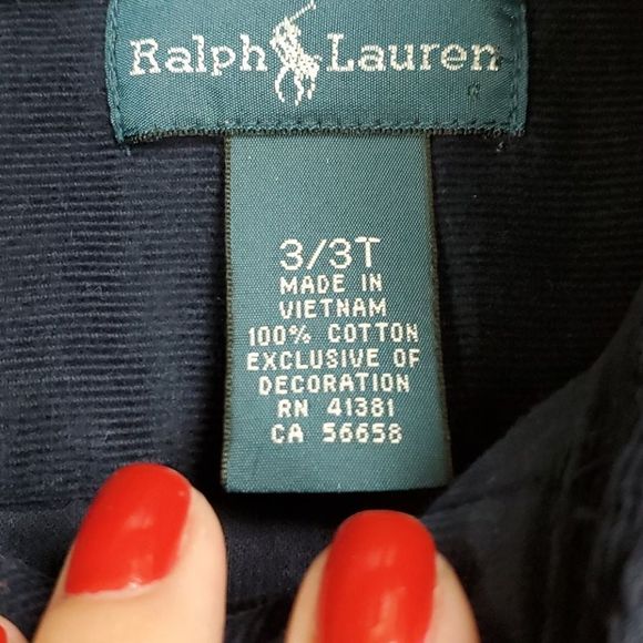 Boys Ralph Lauren Navy blue 3/3T button down corduroy shirt - Picture 2 of 3